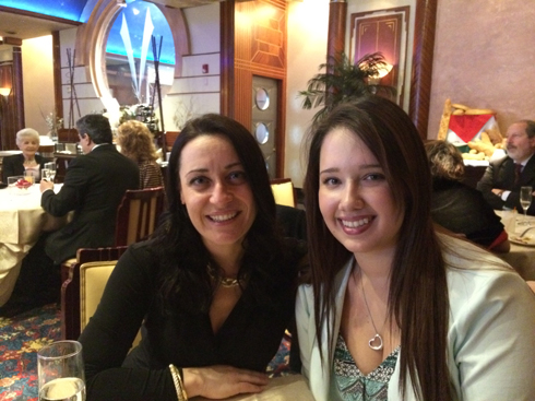 Suffolk County Community College's Dr. Annamaria Monaco, Associate Professor of Italian and  Advisor of the Italian Club with 2015 Programma Ponte Scholarship winner Denisse Madrigal